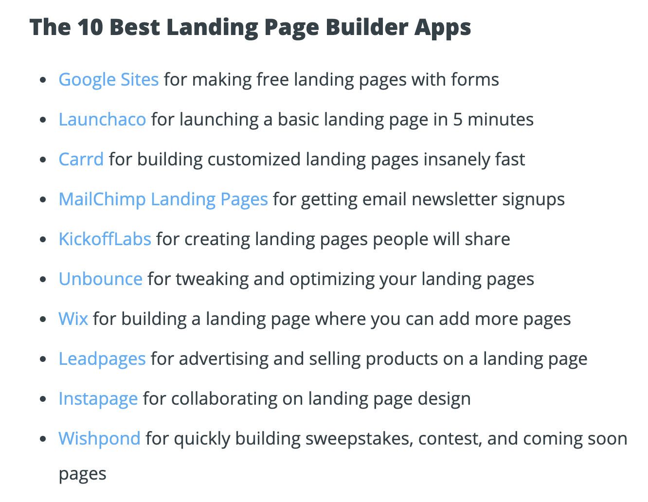 Top 10 Landing Page builders- Zapier Blog
