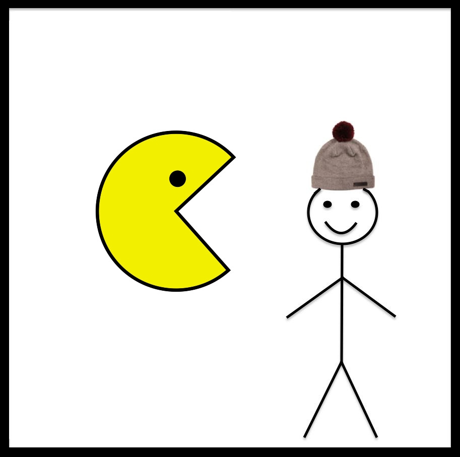 Pac Man symbol to the left of Bob meme
