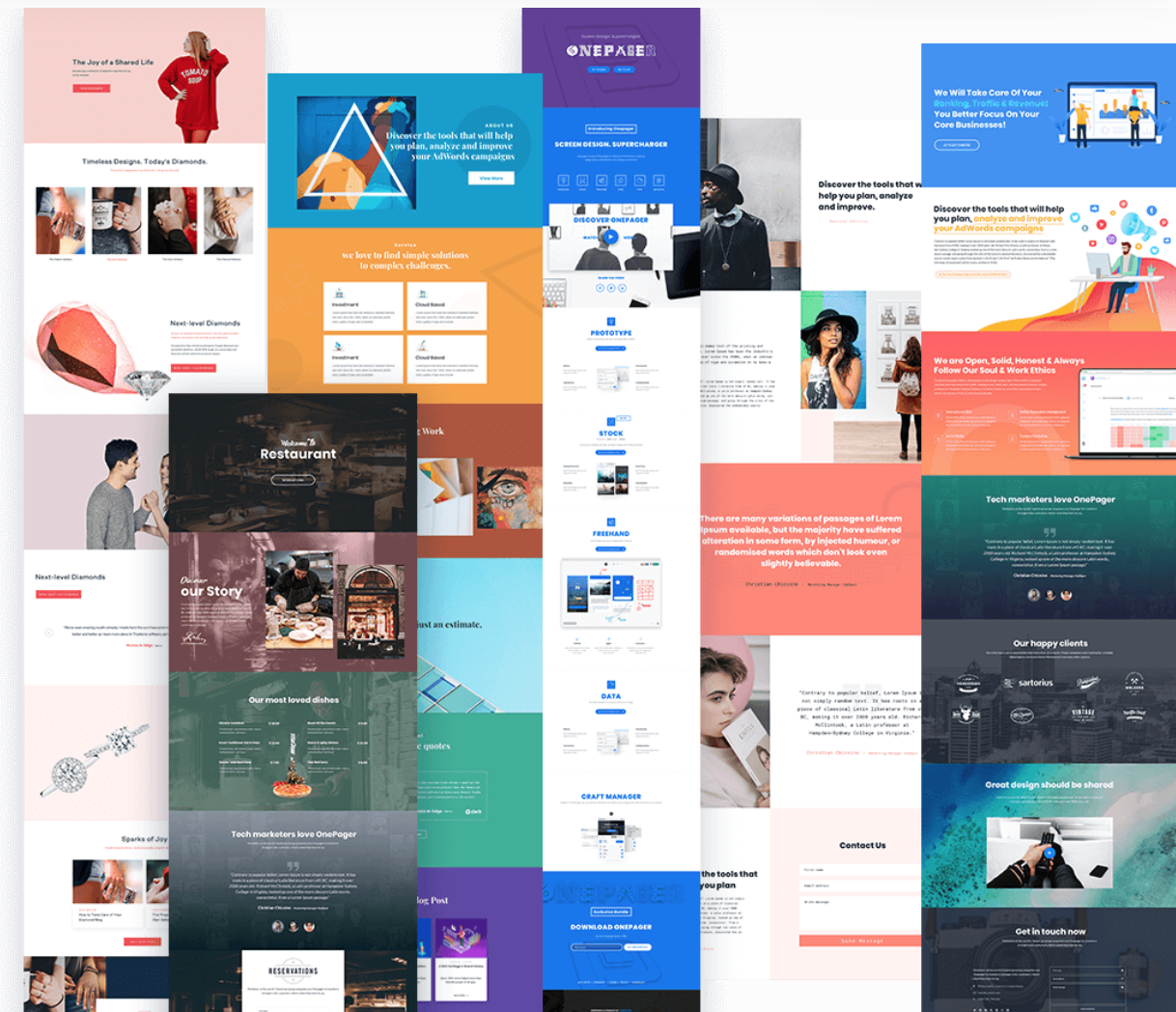 Page templates of WP One Pager
