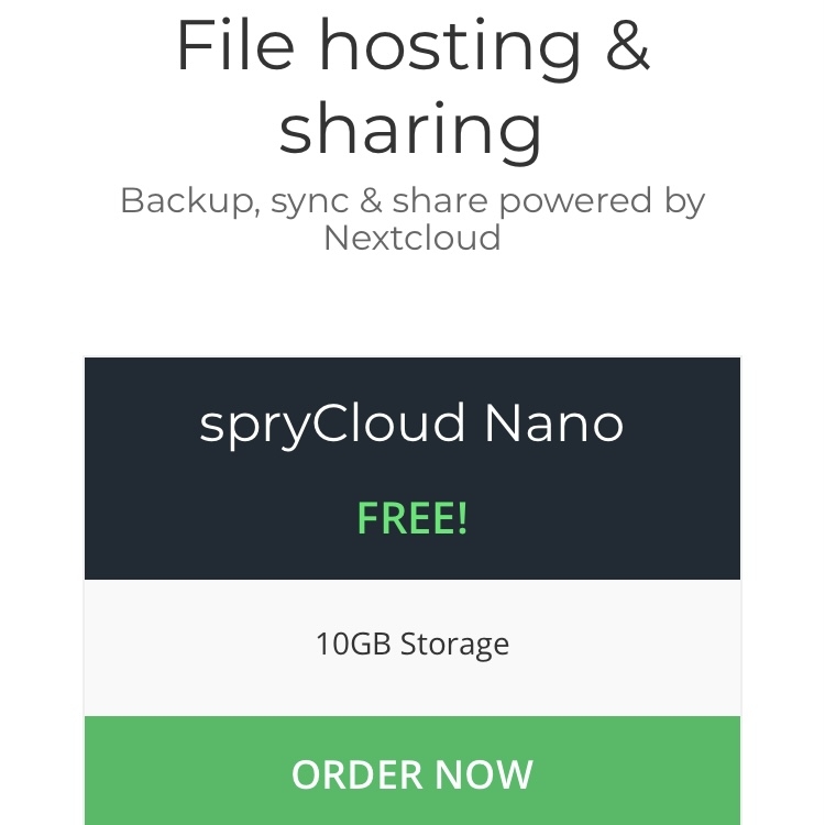 spryCloud Nano FREE 10GB